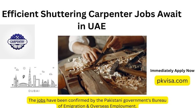 Efficient Shuttering Carpenter Jobs Await in UAE