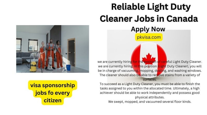 04 Reliable Light Duty Cleaner Jobs in Canada